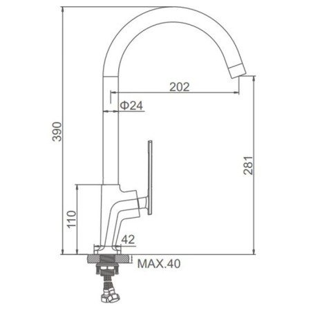 Accoona A45127AT kitchen mixer, single -leaf, spout length 202 mm, black-7