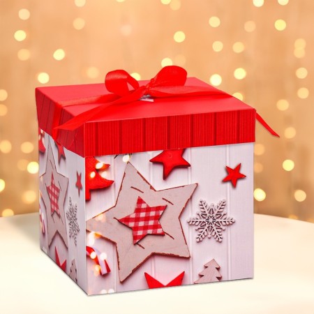 New Year. Box a gift New Year's folding "Stars New Year" 15x15x15 cm.