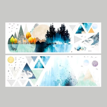 Interior plastic sticker "Nature and geometry" 30x90 cm set 2 sheets-1