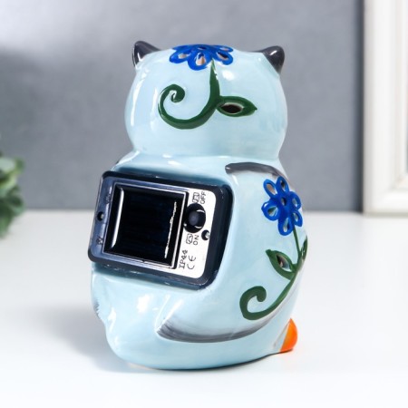 Souvenir Ceramics Light "Blue Filin with Flower" from the solar battery 13.5x9.5 cm-3