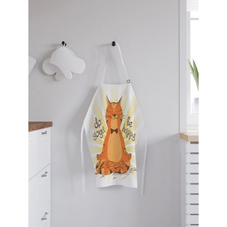 Apron of a kitchen with a photo print “Be happy”, adjustable, size OS-1