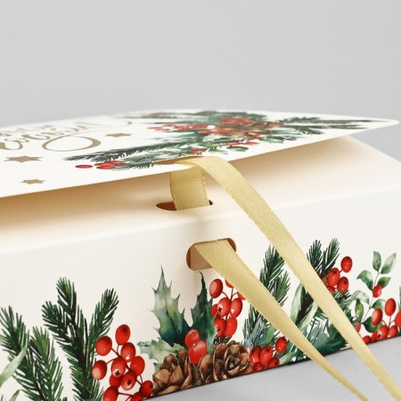 Box a gift New Year's folding "New Year's watercolor", embossing, 20 x 18 x 5 cm, New Year-5