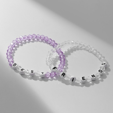 Bracelets "Demetrons" beads, Best Friends, white-lilac color-2