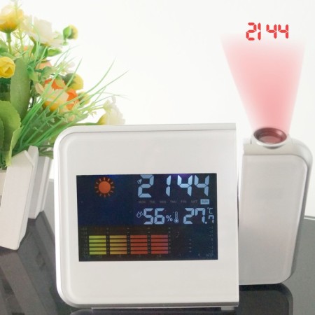 Clock - Electronic desk an alarm clock with a projection on the ceiling, thermometer, calendar, USB-2