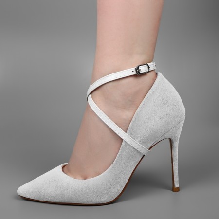 Shoe strap, artificial leather, 58 cm, 8 mm, 2 pcs, white color-5