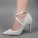 Shoe strap, artificial leather, 58 cm, 8 mm, 2 pcs, white color