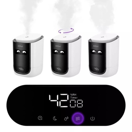 Air humidifier KT-2877-2, ultrasound, 25 watts, 4.6 l, 30 m2, black and white-1