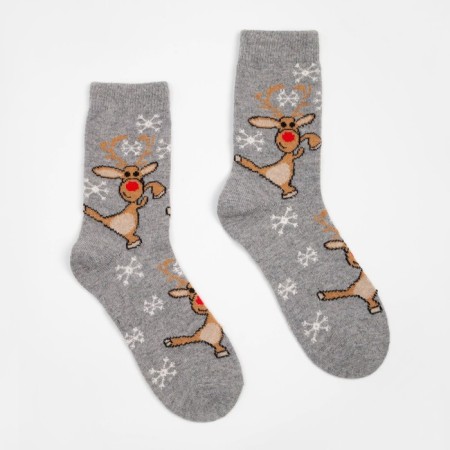 Women's socks with Angora "Dancing Deer", gray color, size 36-40-1