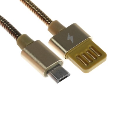 MicroUSB cable - usb, 2.1 a, metal braid, 1 meter, golden
