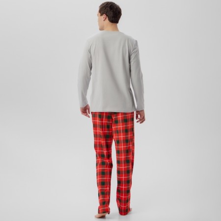 Pajama New Year's male KAFTAN "Santa", red/gray color, size 52-10