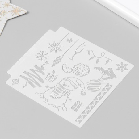 Stencil plastic "Snowman and New Year" 13x13 cm-1