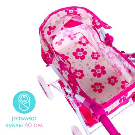 Stroller for dolls, with a basket, winter, metal frame, mix-3