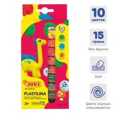 Plasticine on a vegetable basis of 10 JOVI colors, 150 g, cardboard, euro suspension, for kids