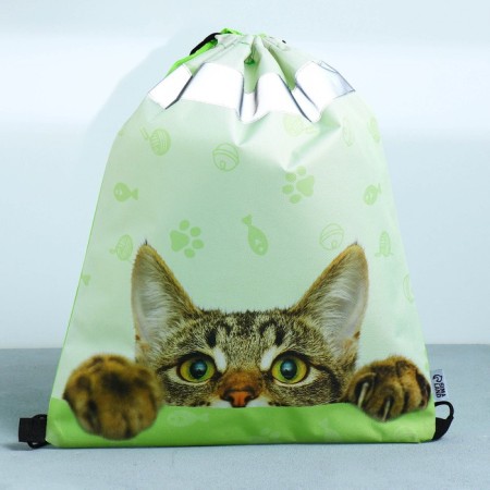 A bag for shoes with a reflective element "Funny kitten" 30 x 40 cm-1
