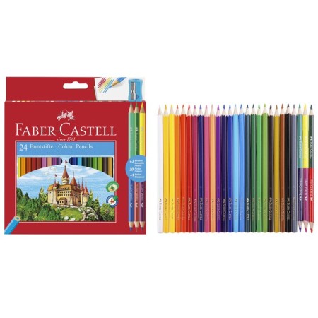 Pencils 24 colors Faber-Castell "Castle" hexagonal + 3 two-tone pencil + sharpener