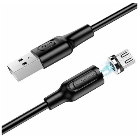 Cable Borofone BX41, microUSB - USB, magnetic, 2.4 A, 1 m, PVC braid, black-1