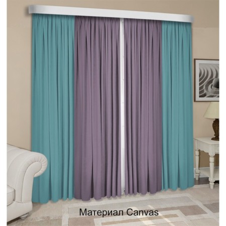 Set of curtains "Canvas", size 200x250 cm, 2 pcs, turquoise color, purple color-1