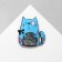 Multiple brooch "Cat" with a bow, blue color in ferrous metal