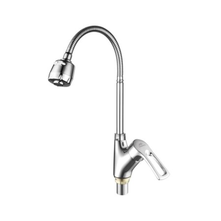 Fashun A4466+A7310 kitchen mixer, single -leaf, flexible spout, brass, chrome
