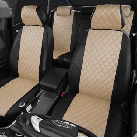 Autorekhly for Honda Civic 8 since 2006-2011, sedan, perforation, eco-leather, beige color, black-1