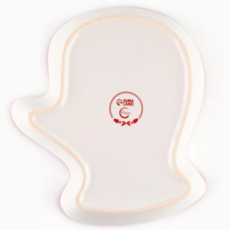 New Year! Ceramic Ceramic dish "New Year's lines", 20x17.5x3 cm, white color-2