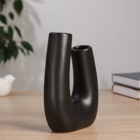 VAZA Ceramics Table "Wayne" D-4 cm, 17.5x13 cm, black-1
