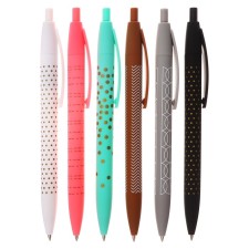 A set of ballpoint pens 6 pieces, 0.5mm, a body with a pattern, rubberized, blue ink, mix