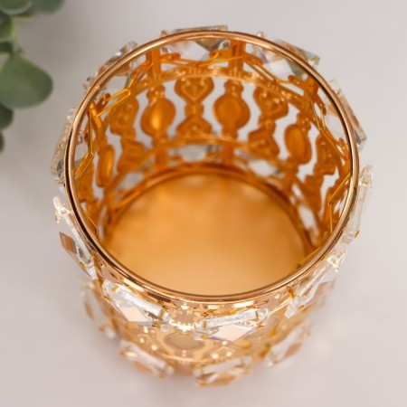Summary Metal for 1 candle "Endless love" cylinder gold 13x9x9 cm-4