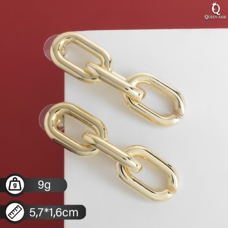 Earrings Metal "Chain" narrow link, small, color gold