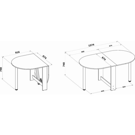 Folding table "SP-17", 916 (1574) × 674 × 740 mm, white color-4