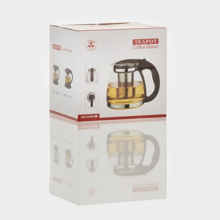 Glass teapot, 1.5 l, with metal sieve, color mix-8
