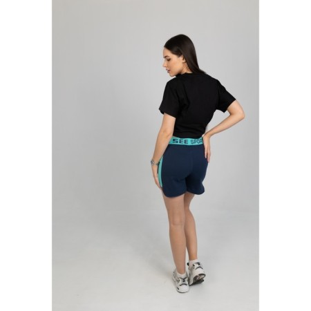 Women's shorts, size 50, dark blue color, turquoise-9