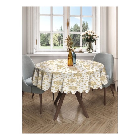 The tablecloth "Golden Snowflakes", Round, Saten, D = 150 cm-1