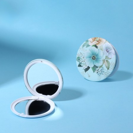 Folding mirror "flowers", d = 7.5 cm, blue color-1