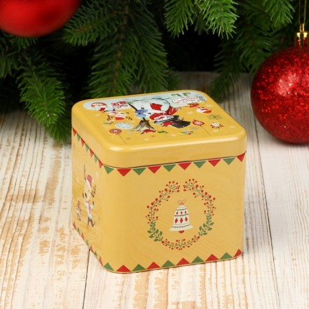 Casket Metal New Year's square "Snowman on ice" 6.7x7.5x7.5 cm-2