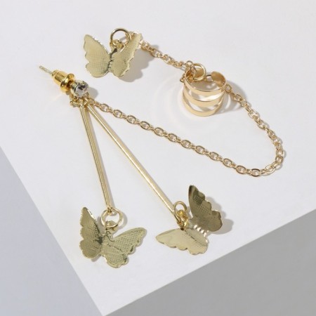 Earring "Kaff" butterfly, color gold-1