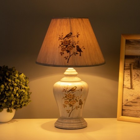 Table lamp "Bird in the flower garden" gray E14 220V 35x24.5x24.5 cm-1