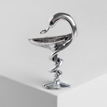 Brooch "Snake in Heraldry" sign, color black silver-1