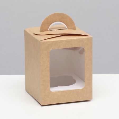 Packaging for one cupcake, craft, 9.2 x 9.2 x 11.1 cm