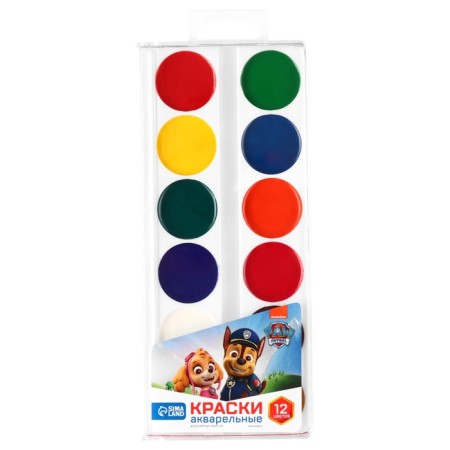 Watercolor paints, 12 colors, without brush, puppy patrol-1