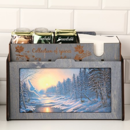 Bread a wooden bread with a stand under the spices "landscape", 35.6 x 20.4 x 24.8 cm, wenge-2
