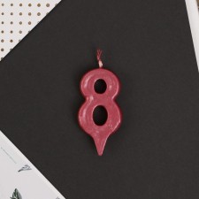 Свеча для торта, цифра «8», красная.