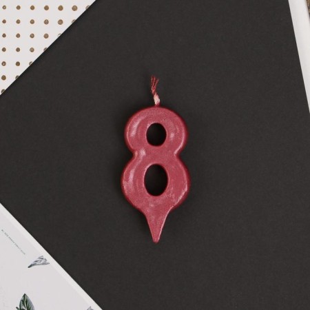 Candle for the cake, the number "8", red.