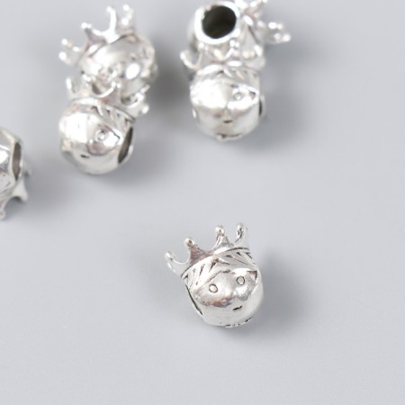 Bead for creativity Metal "Prince" silver 1x1.1 cm