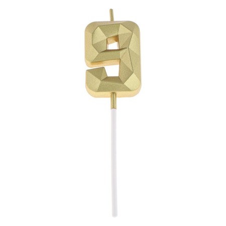 Candle in the cake on the skewer "Almaz", the number "9", gold, 4.5 cm-5
