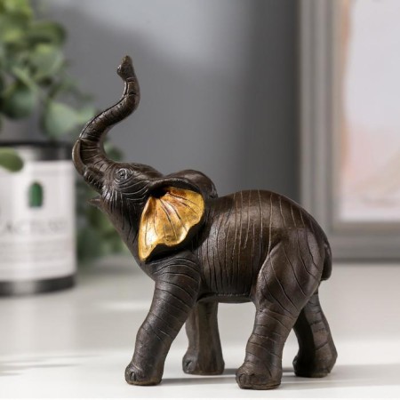 Souvenir Polystone "Elephant African Brown" gold ears 12x4.3x9.5 cm-2
