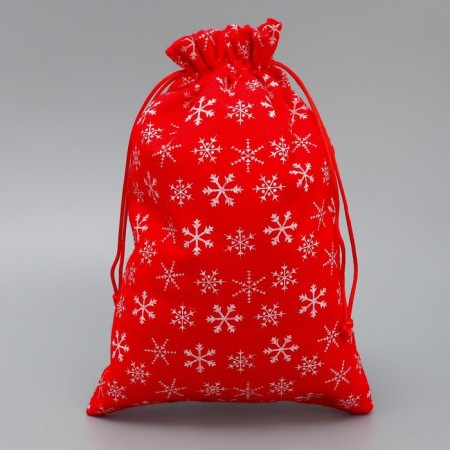 Bag gift canvas “Happy holiday”, snowflakes, 20 x 30 cm +/- 1.5 cm, New Year-1