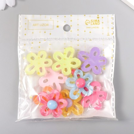 Decor for creativity plastic "Flower" Gloss Mix 3x3 cm-3