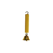 A toy for birds in a wooden cage, suspension with a bell, 1.5 x 1.5 x 11.5 cm
