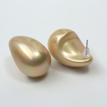 Earrings plastic "drop" smooth max, beige color-1